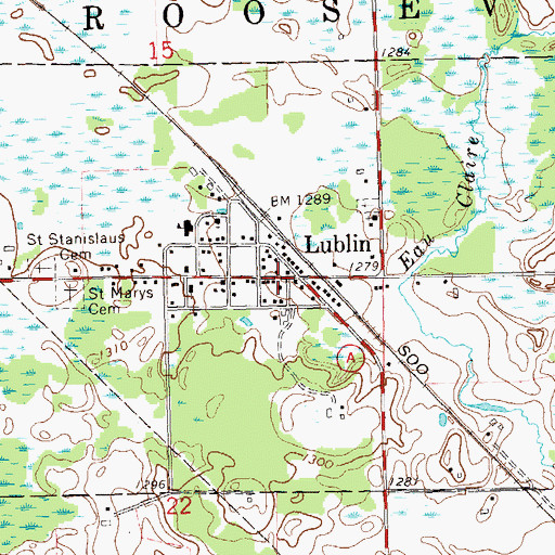 Topographic Map of Village of Lublin, WI