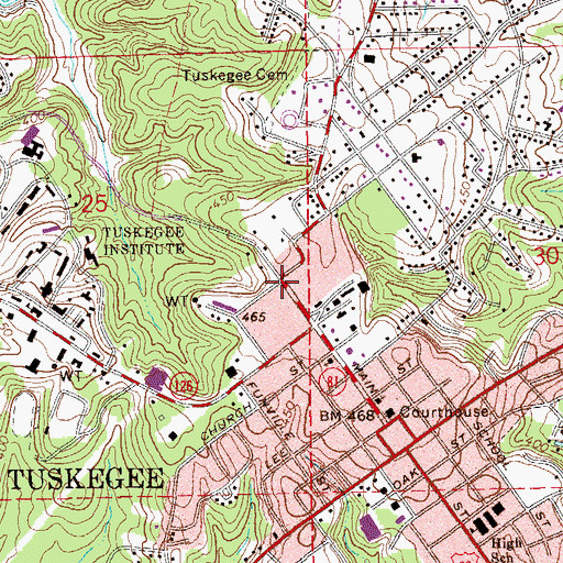 Topographic Map of North Main Street Historic District, AL