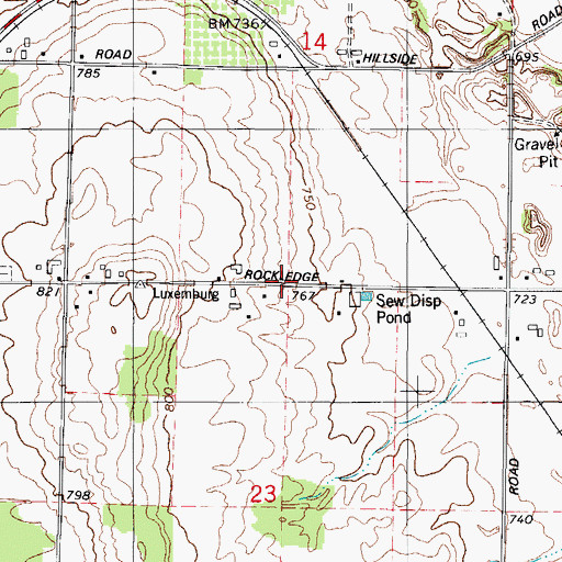 Topographic Map of Town of Luxemburg, WI