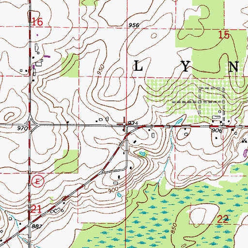 Topographic Map of Town of Lyndon, WI