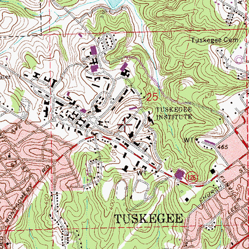 Topographic Map of Tuskegee Institute National Historic Site, AL
