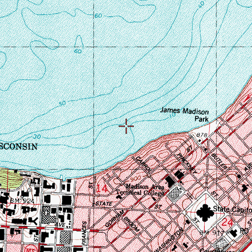 Topographic Map of City of Madison, WI