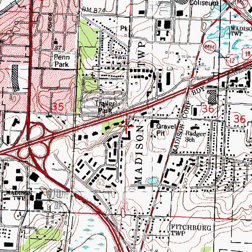 Topographic Map of Town of Madison, WI