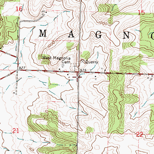 Topographic Map of Town of Magnolia, WI