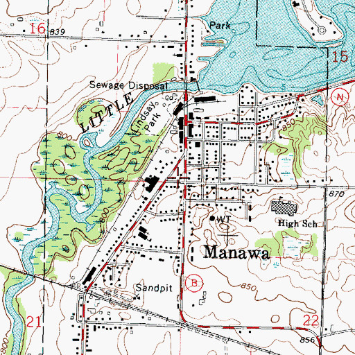 Topographic Map of City of Manawa, WI