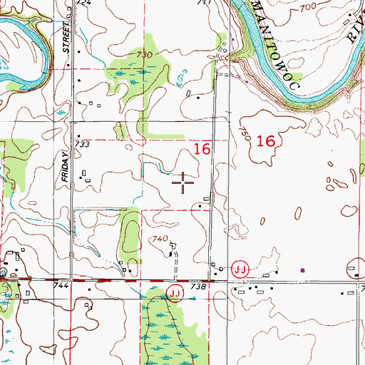 Topographic Map of Town of Manitowoc Rapids, WI