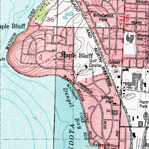 Topographic Map of Village of Maple Bluff, WI
