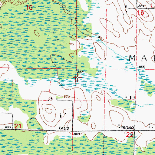 Topographic Map of Town of Maple Grove, WI
