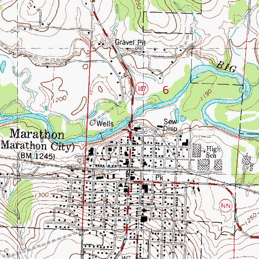 Topographic Map of Village of Marathon City, WI