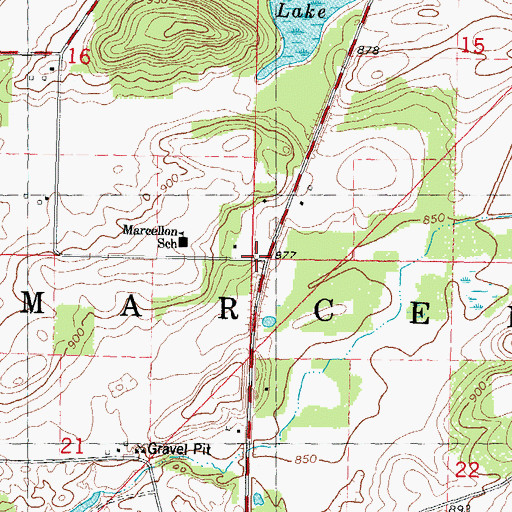 Topographic Map of Town of Marcellon, WI