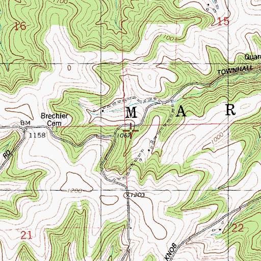 Topographic Map of Town of Marion, WI