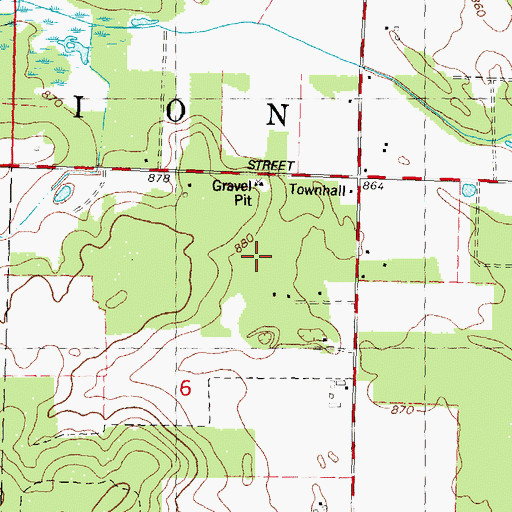 Topographic Map of Town of Marion, WI