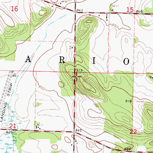 Topographic Map of Town of Marion, WI