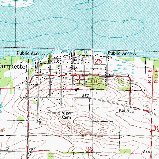 Topographic Map of Village of Marquette, WI