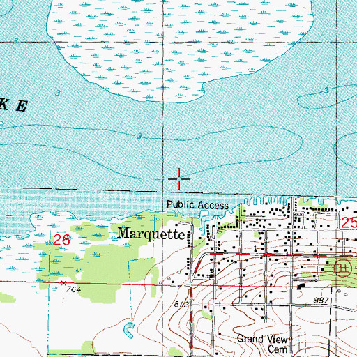 Topographic Map of Town of Marquette, WI