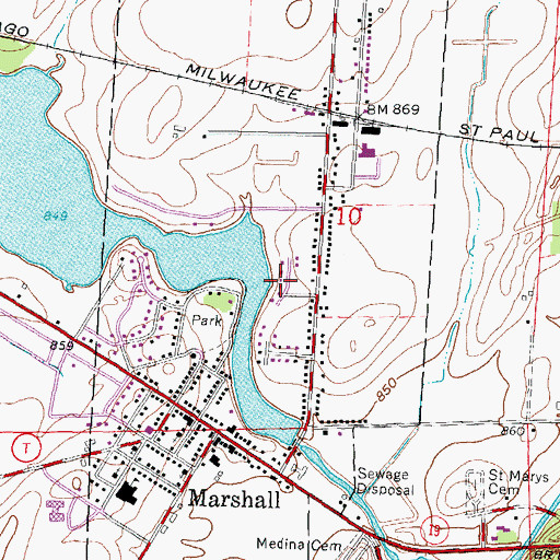 Topographic Map of Village of Marshall, WI