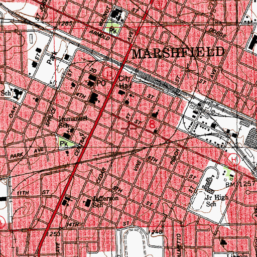 Topographic Map of City of Marshfield, WI