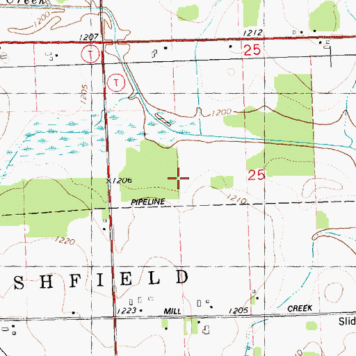 Topographic Map of Town of Marshfield, WI