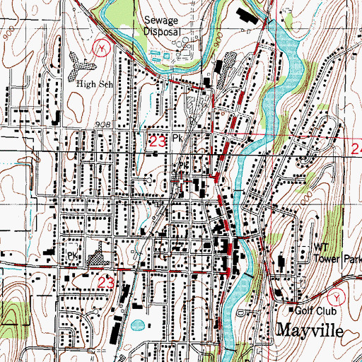 Topographic Map of City of Mayville, WI