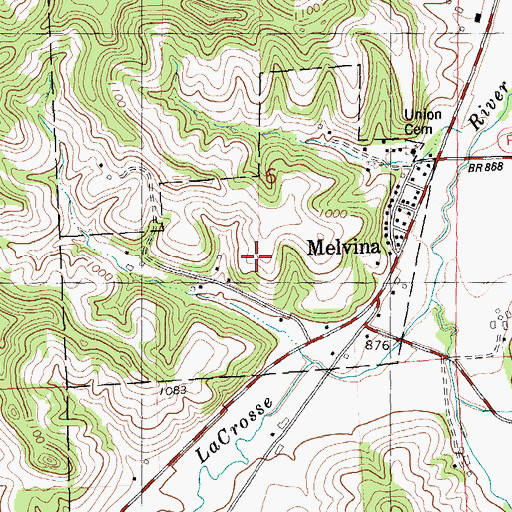 Topographic Map of Village of Melvina, WI