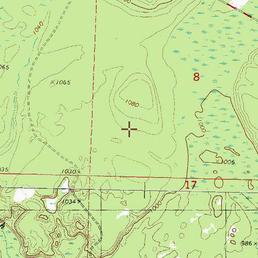 Topographic Map of Town of Menominee, WI