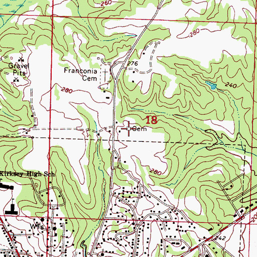 Topographic Map of Oak Hill Cemetery, AL
