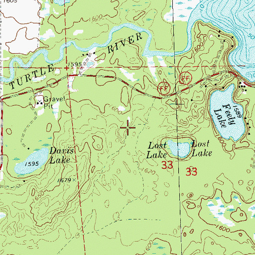 Topographic Map of Town of Mercer, WI