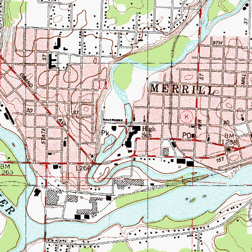 Topographic Map of City of Merrill, WI