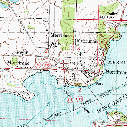 Topographic Map of Village of Merrimac, WI