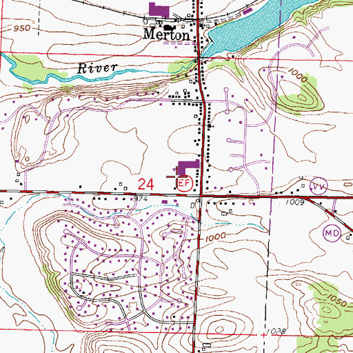 Topographic Map of Village of Merton, WI