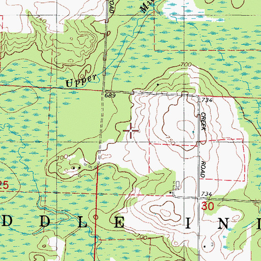 Topographic Map of Town of Middle Inlet, WI