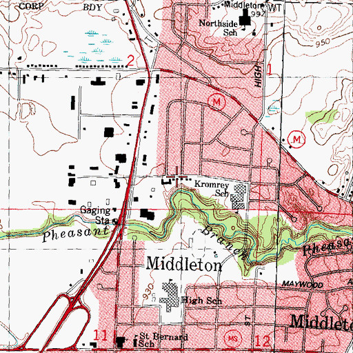 Topographic Map of City of Middleton, WI
