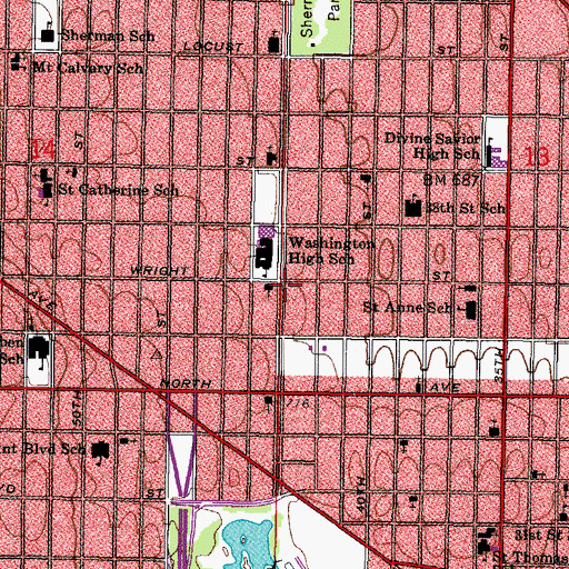 Topographic Map of City of Milwaukee, WI