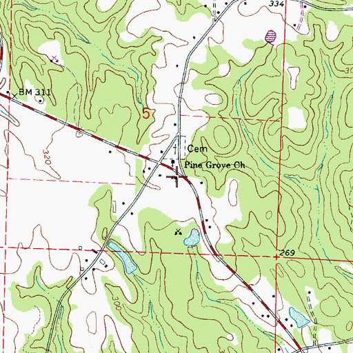 Topographic Map of Pine Grove Church, AL