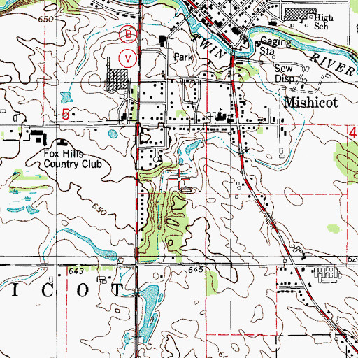 Topographic Map of Village of Mishicot, WI