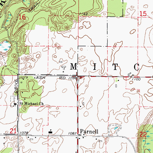 Topographic Map of Town of Mitchell, WI