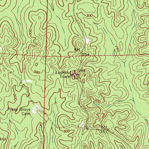 Topographic Map of Pleasant Grove Lookout Tower, AL