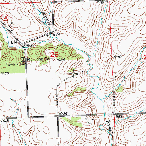 Topographic Map of Town of Monticello, WI