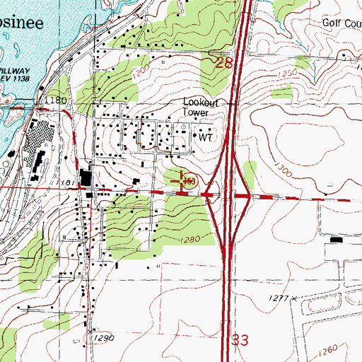 Topographic Map of City of Mosinee, WI