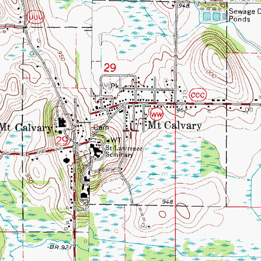 Topographic Map of Village of Mount Calvary, WI
