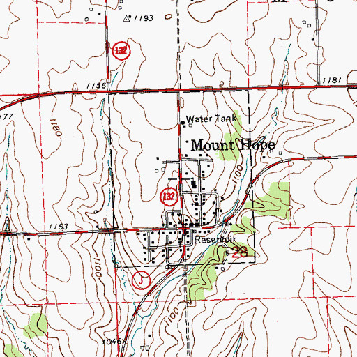 Topographic Map of Village of Mount Hope, WI