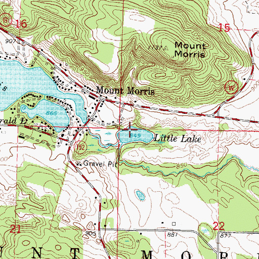 Topographic Map of Town of Mount Morris, WI