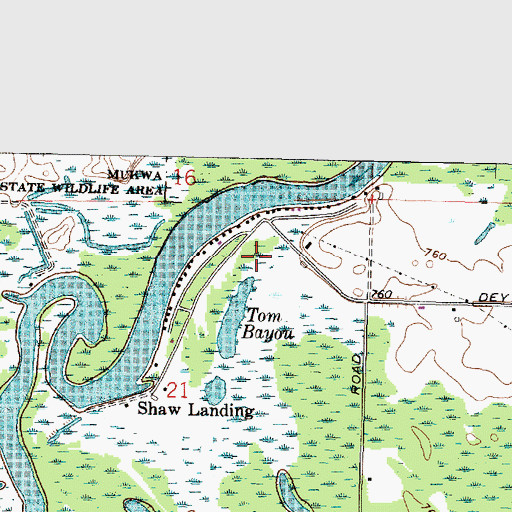 Topographic Map of Town of Mukwa, WI