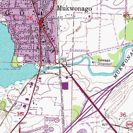 Topographic Map of Village of Mukwonago, WI