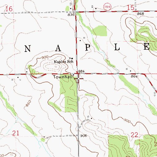 Topographic Map of Town of Naples, WI