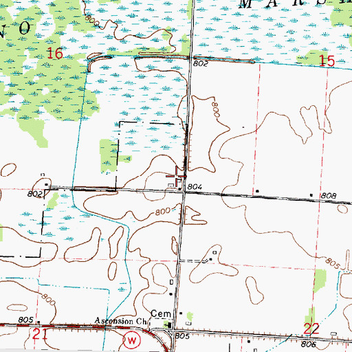 Topographic Map of Town of Navarino, WI