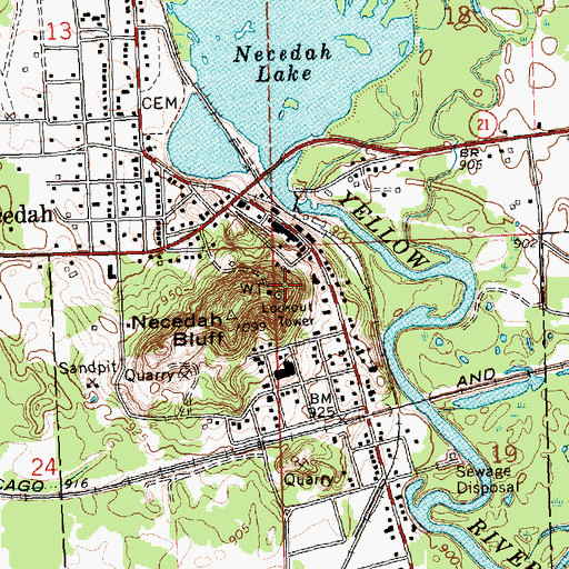 Topographic Map of Village of Necedah, WI