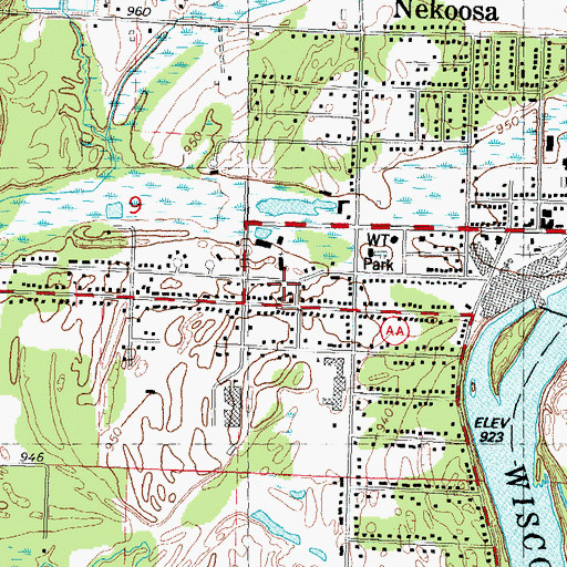 Topographic Map of City of Nekoosa, WI