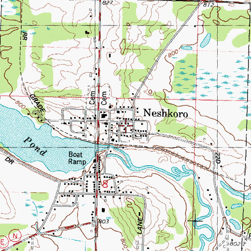 Topographic Map of Village of Neshkoro, WI