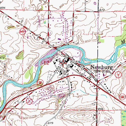 Topographic Map of Village of Newburg, WI